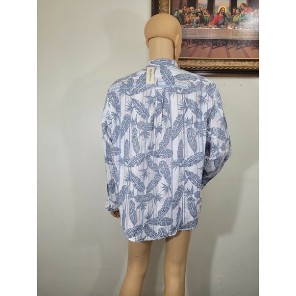 Caribbean Mens Shirt Size XL Long Sleeve Button Up White Linen Blend. NWT 37 - Picture 5 of 11